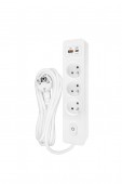 Power strip Pin 3-way, Shut/Switch, USB A+C PD, 2m cable, w