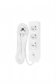 Power strip Pin 3-way, Switch/Shutter, 5m cable, white