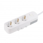 Prelungitor 3 prize Schuko cu întrerupator 3x1,5mm² 3m alb Myra – EL-BI
