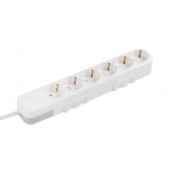 Prelungitor 6 prize Schuko cu întrerupator 3x1,5mm² 3m alb Myra – EL-BI