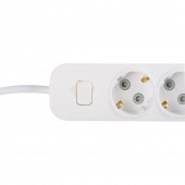 Prelungitor 6 prize Schuko cu întrerupator 3x1,5mm² 3m alb Myra – EL-BI