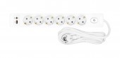 Prelungitor cu 6 prize, cablu de 1,5m, USB A+C PD, Buton