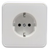 Priza completa cu PE, conex. elastica, alb