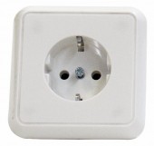 Priza completa cu PE, conex. elastica, alb