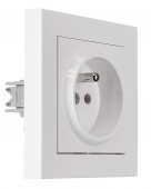 Priza completa, cu pin PE, conexiune elastica, alba