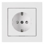 Priza completa, cu protectie, conexiune cu surub, alba