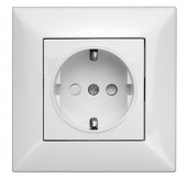 Priza completa, cu protectie, conexiune cu surub, alba