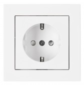 Priza completa, cu protectie, conexiune elastica, alba