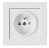 Priza completa, cu protectie si pin PE, alba