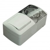 Priza cu capac+comutator aplicat 16A IP54 gri PT Eva - ELBI