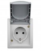 Priza cu PE si capac, 16A, PT, cleme elastice, IP54