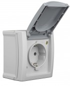 Priza cu PE si capac, 16A, PT, cleme elastice, IP54