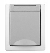 Priza cu PE si capac, 16A, PT, cleme elastice, IP54