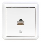 Priza date 1xCAT5e, cleme cu surub, PT, IP20, alb