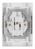 Priza dubla completa cu pin, 2xPE, 1 priza 45°, alba