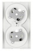 Priza dubla completa cu pin, 2xPE, 1 priza 45°, alba