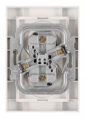 Priza dubla completa cu pin, 2xPE, cleme cu surub, alba