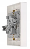 Priza dubla completa cu protectie, cleme cu surub, alba