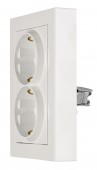 Priza dubla completa cu protectie, cleme cu surub, alba