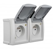 Priza dubla cu pin PE, montaj oriz., conex el. IP54