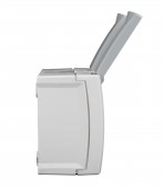 Priza dubla cu pin PE, protectie copii, montaj oriz.IP54,gri