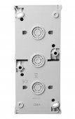 Priza dubla cu pin PE, protectie copii, montaj vert.IP54,gri