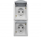 Priza dubla PE+capac, 16A, vertical, PT, cl.elastice, IP54