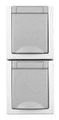 Priza dubla PE+capac, 16A, vertical, PT, cl.elastice, IP54