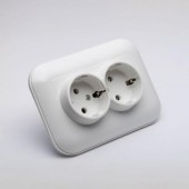 Priza dubla Schuko 16A alb Loft - OVIVO | 404-010301-907
