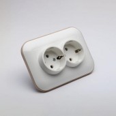 Priza dubla Schuko 16A alb/Kraft Loft - OVIVO | 404-010306-907