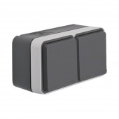 Priza dubla Schuko aplicata 16A IP55 gri cubyko – HAGER | WNC142