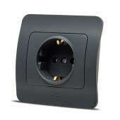 Priza fara contact de protectie 16A antracit Jazz - ELBI