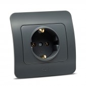 Priza fara contact de protectie 16A antracit Jazz - ELBI