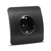 Priza Schuko 16A negru mat Jazz - ELBI