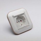 Priza Schuko cu capac 16A alb/Kraft Loft - OVIVO | 404-010306-243