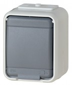 Priza simpla cu PE IP44, gri/gri