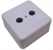 Priza trec.R/TV 2port.,8dB,Cl.A,aplicata,alba
