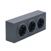 Priza tripla Schuko aplicata 16A gri grafit Leto - LEZARD