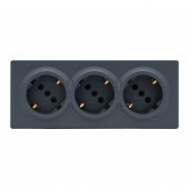 Priza tripla Schuko aplicata 16A gri grafit Leto - LEZARD
