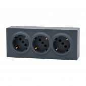 Priza tripla Schuko aplicata 16A gri grafit Leto - LEZARD