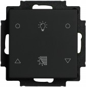 Pushbutton 2-gang, Roomthermostat, light-/shutter Icons, bl