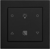 Pushbutton 2-gang, Roomthermostat, light-/shutter Icons, bl