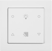 Pushbutton 2-gang, Roomthermostat, light-/shutter Icons, wh