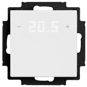 Pushbutton sensor 2-gang,2x temp. w. display,I/O,room therm.