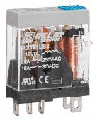 Releu industrial ingust, 1CC, 12V c.c. 10A, LED+dioda prot.
