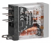 Releu industrial ingust, 2CC, 12V c.c., 5A, LED+dioda prot.