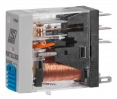 Releu industrial ingust, 2CC, 12V c.c., 5A, LED+dioda prot.