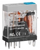 Releu industrial ingust, 2CC, 12V c.c., 5A, LED+dioda prot.