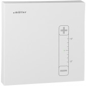 Room thermostat w. binary/analog inputs & manual temp adjust
