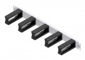 Routing Panel 1U with 5 plastic Cable Clamps 100mm, limited
